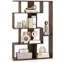 Costway Open-back Geometric Bookshelf Home 6-Cube Large Bookcase in Brown
