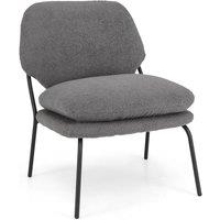 Gymax Teddy Fleece Accent Chair Upholstered Leisure Chair With Thick Cushion in Grey