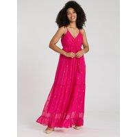 South Beach Women's Summer Dresses SEQUIN DETAIL CAMI V NECK MAXI DRESS in Pink | Size: 14
