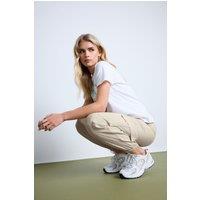 PixieGirl Women's Petite Linen Cargo Joggers in Stone | Size: 14