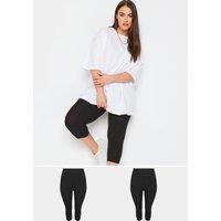 Yours Women's 2 Pack Cropped Length Leggings in Black | Size: 22