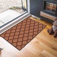 Desire Rugs Anti-Slip Trellis Design Doormat - Machine Washable for Easy Care in Beige | Size: 80 cm x 150 cm