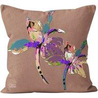 Claire Louise Flora Pop Mocha Mousse Iris 45cm x 45cm Double Sided Cushion | Size: 45 cm x 45 cm