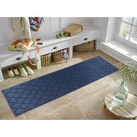 Desire Rugs Ivy Anti-Slip Trellis Design Doormat - Machine Washable for Easy Care in Navy | Size: 80 cm x 150 cm