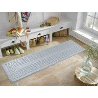 Desire Rugs Ivy Anti-Slip Greek Key Design Doormat - Machine Washable for Easy Care in Silver | Size: 120 cm x 160 cm