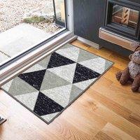 Desire Rugs Anti-Slip Triangle Design Doormat - Machine Washable for Easy Care in Grey | Size: 67 cm x 220 cm