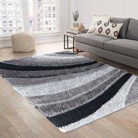 Desire Rugs Modern Soft Waves Shimmer Shaggy Area Rugs in Grey | Size: 80 cm x 150 cm