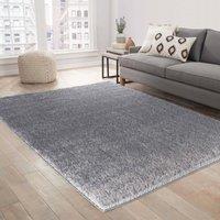 Desire Rugs Modern Soft Plain Shimmer Shaggy Area Rugs in Silver | Size: 80 cm x 150 cm