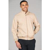 Kensington Eastside Men's Cotton Funnel Neck with Buttons Jacket in Stone | Size: Large