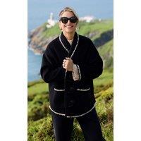 Little Mistress Women's Black Contrast Stitch Trim Jacket | Size: Medium