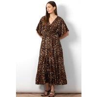 Sarta Women's Sienna Maxi Kaftan Dress - Neutral, Leopard Print in Natural | Size: Medium
