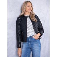 Lakeland Leather Women's 'Heron' Slim Fit Leather Racer Jacket in Black | Size: 14