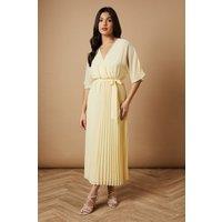 Oasis Women's Occasion Kimono Sleeve Pleated Midi Dress in Butter | Size: 10