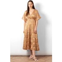 Sarta Women's Sienna Maxi Kaftan Dress - Orange, Paisley Print in Orange | Size: Large