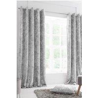 Catherine Lansfield 'Crushed Velvet' Lined Eyelet Curtains in Grey | Size: 168 cm width x 229 cm drop