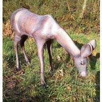 Inspirational Gifting Grazing Doe Garden Sculpture Aluminium Decoration in Bronze