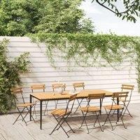 Berkfield Home Folding Garden Chairs 8 pcs Steel & Solid Wood Acacia in Brown