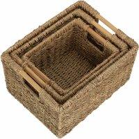 Red Hamper Seagrass Set of 3 Nordic Seagrass Storage Basket in Brown