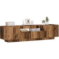 Berkfield Home TV Cabinet with LED Lights Old Wood 160x35x40 cm Engineered Wood in Brown | Size: 160 x 35 x 40 cm
