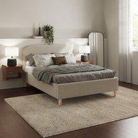 GFW Florence Boucle Ottoman Storage Bed in Stone | Size: King