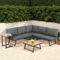 Home Garden Direct Monaco - Lounge Corner Sofa Set - Black - Transforms into x2 Sunbeds