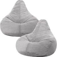 icon Dalton Cord Adult Bean Bag Chair, Set of 2 in Light Grey