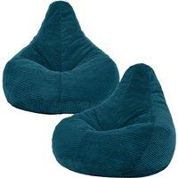 icon Dalton Cord Adult Bean Bag Chair, Set of 2 in Teal