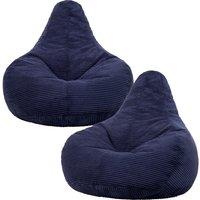icon Dalton Cord Adult Bean Bag Chair, Set of 2 in Navy