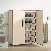 Berkfield Home Shoe Cabinet Cream 60x28x90 cm Fabric in Beige | Size: 60 x 28 x 90 cm