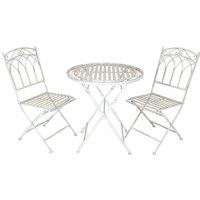 Charles Bentley Rustic Wrought Iron Outdoor Bistro Set - Antique White