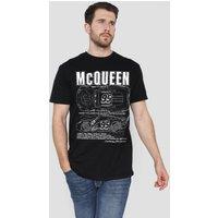 Disney Cars Lightning McQueen Outline T-Shirt, Black | Size: 3XL