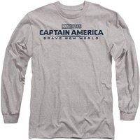 Marvel Captain America Brave New World Distressed Logo Long Sleeve T-Shirt, Athletic Heather in Light Grey | Size: 2XL
