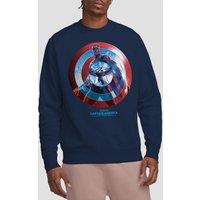 Marvel Captain America Brave New World Sam Wilson Red Sweatshirt, Navy | Size: Medium