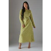 Petite Fluffy Slash Neck Column Midi Dress