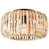 Netlighting Mathias Decorative Flush Ceiling Lamp Natural Bamboo Plywood Matt Black Paint