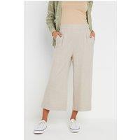M&Co Women's Cropped Wide Leg Linen Trousers in Natural | Size: 18