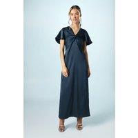 Teen Twist Front Angel Sleeve Bridesmaid Dress