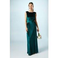 Coast Girl's Teen Cowl Back Velvet Bridesmaid Maxi Dress in Emerald | Size: 9-10 Years