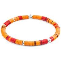 ANCHOR & CREW Men's Malawi Silver & Vinyl Disc Bracelet in Orange | Size: 19 cm