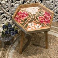 Hartsmede Handmade Hexagonal Side Table Mosaic in Light Red