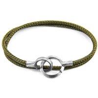 ANCHOR & CREW Men's Montrose Silver & Rope Bracelet in Green | Size: 23 cm