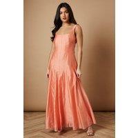 Oasis Women's Plain Godet Seam Detail Maxi Dress in Peach | Size: 10