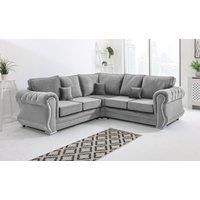 Sofa World Falcon Corner Diamonds Fullback Sofa in Silver