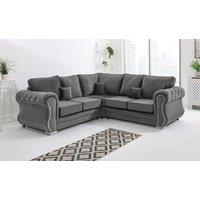 Sofa World Falcon Corner Diamonds Fullback Sofa in Grey