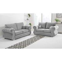 Sofa World Falcon 3+2 Diamonds Fullback Sofa in Silver