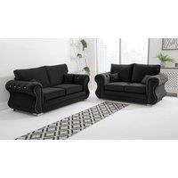 Sofa World Falcon 3+2 Diamonds Fullback Sofa in Black