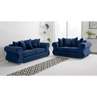 Sofa World Falcon 3+2 Diamonds Scatterback Sofa in Blue