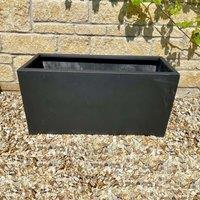 Primrose Polystone Small Black Trough Planter 80cm in Grey