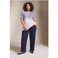 Evans Women's Plisse Wide Leg Trousers in Dark Navy | Size: 16