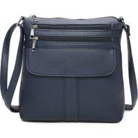 Fontanella Fashion Women's Vier Quadruple Zip PU Messenger Bag in Navy